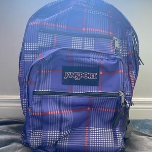 JanSport Big Student Backpack Purple/Pink Plaid